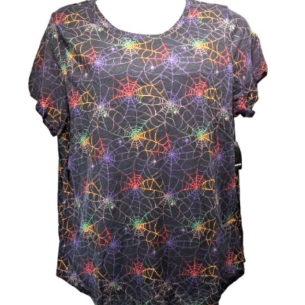 Torrid Colorful Spiderweb Pattern Short Sleeve Tee